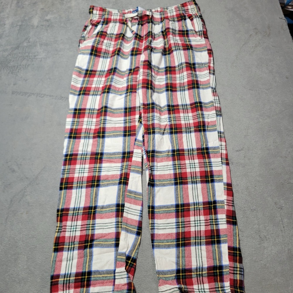 Old Navy Pajama Pants Mens L Red White Plaid Flannel Cotton Loungewear Sleepwear